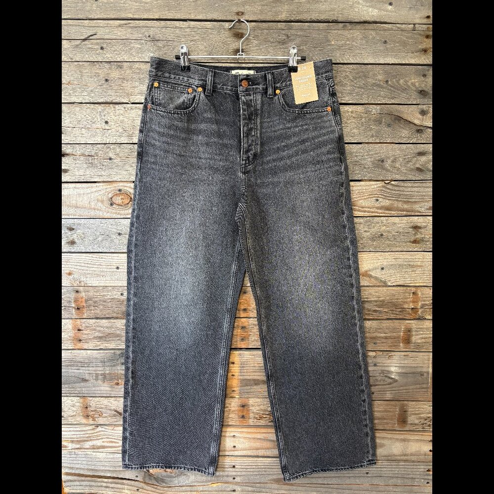 NWT Madewell Black Low Slung Baggy Jeans - Size 28 - Replaced Buttons